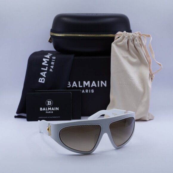 Final Price! Balmain B-ESCAPE BPS-143E White/Gold/Brown Sunglasses